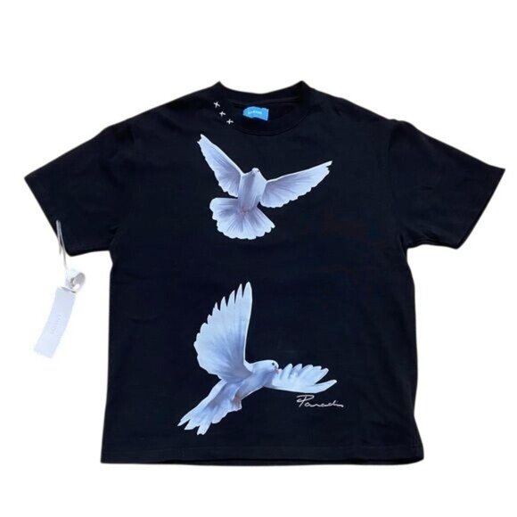 3.Paradis Freedom Doves Cotton Tee in Black - Picture 4 of 6